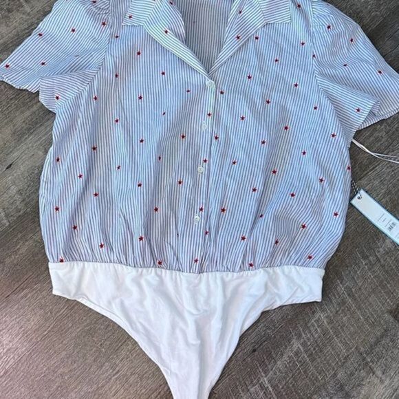 Draper James RSVP Patriotic Linen‎ Blend Bodysuit-Size XXL - Picture 1 of 9